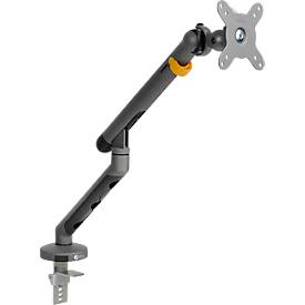 Monitorarm BakkerElkhuizen BE Flexible, für 1 Monitor, bis 10 kg, dreh-, neig- und schwenkbar, 80 mm Klemmweite, VESA-komaptibel, ergonomisch, Höhenverstellbar von 170 bis 582 mm, dunkelgrau/schwarz