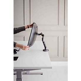 Monitorarm BakkerElkhuizen BE Flexible, für 1 Monitor, bis 10 kg, dreh-, neig- und schwenkbar, 80 mm Klemmweite, VESA-komaptibel, ergonomisch, Höhenverstellbar von 170 bis 582 mm, dunkelgrau/schwarz