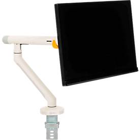Monitorarm BakkerElkhuizen BE Flexible, für 1 Monitor, bis 10 kg, dreh-, neig- und schwenkbar, 80 mm Klemmweite, VESA-komaptibel, ergonomisch, Höhenverstellbar von 170 bis 582 mm, hellgrau/weiß