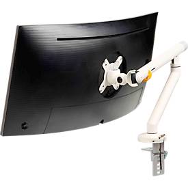 Monitorarm BakkerElkhuizen BE Flexible, für 1 Monitor, bis 10 kg, dreh-, neig- und schwenkbar, 80 mm Klemmweite, VESA-komaptibel, ergonomisch, Höhenverstellbar von 170 bis 582 mm, hellgrau/weiß