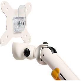 Monitorarm BakkerElkhuizen BE Flexible, für 1 Monitor, bis 10 kg, dreh-, neig- und schwenkbar, 80 mm Klemmweite, VESA-komaptibel, ergonomisch, Höhenverstellbar von 170 bis 582 mm, hellgrau/weiß