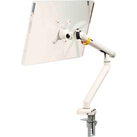 Monitorarm BakkerElkhuizen BE Flexible, für 1 Monitor, bis 10 kg, dreh-, neig- und schwenkbar, 80 mm Klemmweite, VESA-komaptibel, ergonomisch, Höhenverstellbar von 170 bis 582 mm, hellgrau/weiß