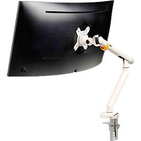 Monitorarm BakkerElkhuizen BE Flexible, für 1 Monitor, bis 10 kg, dreh-, neig- und schwenkbar, 80 mm Klemmweite, VESA-komaptibel, ergonomisch, Höhenverstellbar von 170 bis 582 mm, hellgrau/weiß