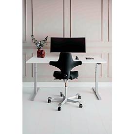 Monitorarm BakkerElkhuizen BE Flexible, für 1 Monitor, bis 10 kg, dreh-, neig- und schwenkbar, 80 mm Klemmweite, VESA-komaptibel, ergonomisch, Höhenverstellbar von 170 bis 582 mm, hellgrau/weiß