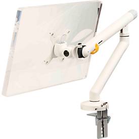 Monitorarm BakkerElkhuizen BE Flexible, für 1 Monitor, bis 10 kg, dreh-, neig- und schwenkbar, 80 mm Klemmweite, VESA-komaptibel, ergonomisch, Höhenverstellbar von 170 bis 582 mm, hellgrau/weiß