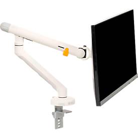 Monitorarm BakkerElkhuizen BE Flexible, für 1 Monitor, bis 10 kg, dreh-, neig- und schwenkbar, 80 mm Klemmweite, VESA-komaptibel, ergonomisch, Höhenverstellbar von 170 bis 582 mm, hellgrau/weiß