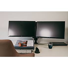 Monitorarm BakkerElkhuizen Filex Galaxy Modular Dual, für 2 Displays bis 12 kg, höhen-& tiefenverstellbar, dreh-& neigbar, mit Tischklemme, schwarz