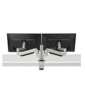 Monitorarm BakkerElkhuizen Filex Galaxy Modular Dual, für 2 Displays bis 12 kg, höhen-& tiefenverstellbar, dreh- & neigbar, mit Tischklemme, silber