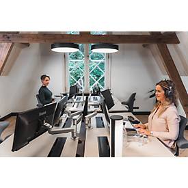 Monitorarm BakkerElkhuizen Filex Galaxy Modular Dual, für 2 Displays bis 12 kg, höhen-& tiefenverstellbar, dreh- & neigbar, mit Tischklemme, silber