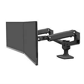 Monitorarm ergotron® LX, für 2 Displays bis 27″ & bis 9,1 kg pro Monitor, Tischhalterung, höhenverstellbar, neigbar, VESA, matt-schwarz