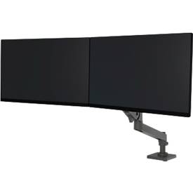 Monitorarm Ergotron LX Pro Dual Direct, für 2 Displays bis 27″, neig-/schwenk-/drehbar, höhenverstellbar, Tischhalterung, VESA, Metall, dunkelgrau