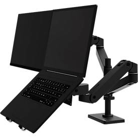 Monitorarm Ergotron LX Pro Dual, für 2 Displays bis 24″, neig-/schwenk-/drehbar, höhenverstellbar, Tischhalterung, VESA, Metall, schwarz
