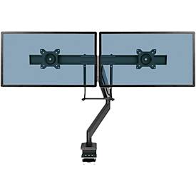 Monitorarm Fellowes® Eppa™, für 2 Displays bis 32' & je bis 8 kg, höhenverstell-/dreh-/schwenk-/neigbar, Crossbar-Design, Kabelführung, Tischklemme, schwarz
