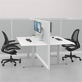 Monitorarm Fellowes® Eppa™, für 2 Displays bis 32" & je bis 8 kg, höhenverstell-/dreh-/schwenk-/neigbar, Crossbar-Design, Kabelführung, Tischklemme, silber