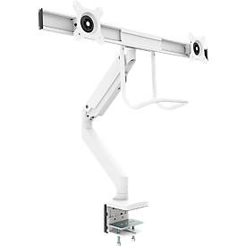 Monitorarm Fellowes® Eppa™, für 2 Displays bis 32" & je bis 8 kg, höhenverstell-/dreh-/schwenk-/neigbar, Crossbar-Design, Kabelführung, Tischklemme, weiß