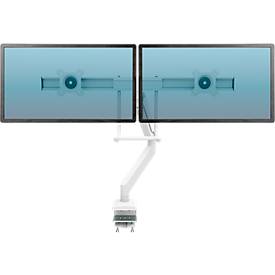 Monitorarm Fellowes® Eppa™, für 2 Displays bis 32" & je bis 8 kg, höhenverstell-/dreh-/schwenk-/neigbar, Crossbar-Design, Kabelführung, Tischklemme, weiß