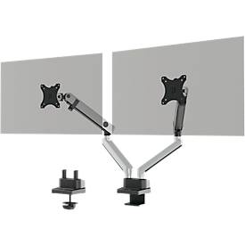 Monitorhalter Durable Select Plus, für 2 Monitore bis 32', mit Tischbefestigung, dreh-/schwenk-/höhenverstellbar, VESA-kompatibel, silber
