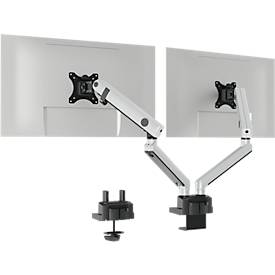 Monitorhalter Durable Select Plus, für 2 Monitore bis 32', mit Tischbefestigung, dreh-/schwenk-/höhenverstellbar, VESA-kompatibel, silber