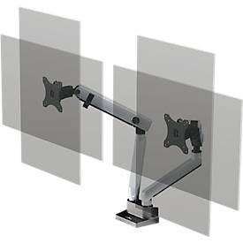Monitorhalter Durable Select Plus, für 2 Monitore bis 32', mit Tischbefestigung, dreh-/schwenk-/höhenverstellbar, VESA-kompatibel, silber