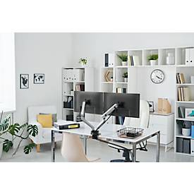 Monitorhalter Durable Select Plus, für 2 Monitore bis 32', mit Tischbefestigung, dreh-/schwenk-/höhenverstellbar, VESA-kompatibel, silber