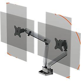 Monitorhalter Durable Select Plus, für 2 Monitore bis 32', mit Tischbefestigung, dreh-/schwenk-/höhenverstellbar, VESA-kompatibel, silber