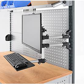 Monitorhalter für AST31 Tischaufbau, mit Tastaturablage, um 360° drehbar, neigbar, schwenkbar, VESA, Kunststoff/Aluminium, schwarz-silber