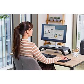 Monitorständer Fellowes Hana™ LT, für 1 Monitor bis 22,6 kg, 3-fach höhenverstellbar, mit Stauraum, B 560 x T 222 x H 102 mm, schwarz