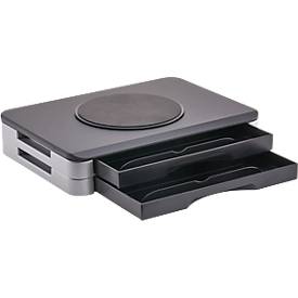 Monitorständer, geeignet für Monitore und Printer, bis 15 kg, ergonomisches Arbeiten, B 400 x T 300 x H 74 mm, Kunsstoff, silber-schwarz