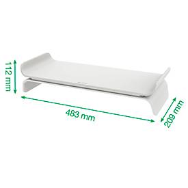 Monitorständer Leitz® Ergo, für 1 Display bis 27', höhenverstellbar, mit Stauraum für Tastatur, B 209 x T 438 x H 112 mm, hellgrau
