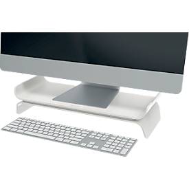 Monitorständer Leitz® Ergo, für 1 Display bis 27', höhenverstellbar, mit Stauraum für Tastatur, B 209 x T 438 x H 112 mm, hellgrau
