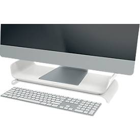 Monitorständer Leitz® Ergo, für 1 Display bis 27', höhenverstellbar, mit Stauraum für Tastatur, B 209 x T 438 x H 112 mm, hellgrau