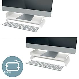 Monitorständer Leitz® Ergo, für 1 Display bis 27', höhenverstellbar, mit Stauraum für Tastatur, B 209 x T 438 x H 112 mm, hellgrau