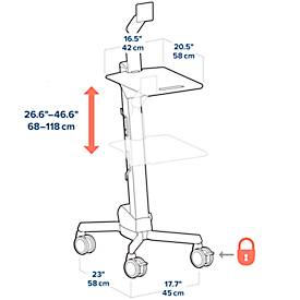 Monitorwagen Ergotron Neo-Flex 24-206-214, mit Schwenkarm, bis 5,5 kg, bis 27', höhenverstellbar, neig- & schwenkbar, VESA, grau