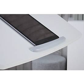 Monosäulen-Beistelltisch, rechteckig, höhenverstell-/neigbar, Gasdruckfeder mit Handschalter, mit Rollen, B 600 x T 520 x H 758-1128 mm, weiß