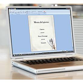Motivpapier Sigel 'Menü Speisen', A4, 90 g/m², Besteck- und Servietten-Motiv, 50 Blatt