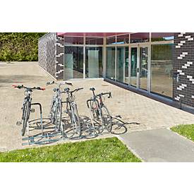 Mottez Fahrradständer für 2 Fahrräder, Grundmodul, verzinkter Stahl, Bügel mit Gummi, B 670 x T 590 x H 740 mm