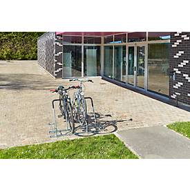 Mottez Fahrradständer für 2 Fahrräder, Grundmodul, verzinkter Stahl, Bügel mit Gummi, B 670 x T 590 x H 740 mm