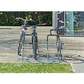 Mottez Fahrradständer für 2 Fahrräder, Grundmodul, verzinkter Stahl, Bügel mit Gummi, B 670 x T 590 x H 740 mm