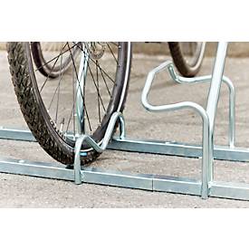 Mottez Fahrradständer für 2 Fahrräder, Verlängerungsmodul, verzinkter Stahl, Bügel mit Gummi, B 760 x T 670 x H 740 mm