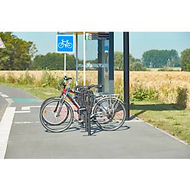 MOTTEZ Fahrradständer mit Gummiring, L 260 × B 160 × H 800 mm, für 2 Fahrräder, gummierter Ring, anthrazit