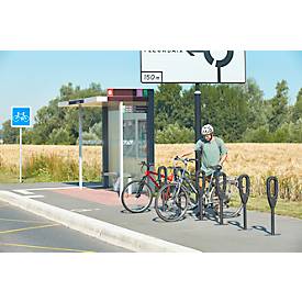 MOTTEZ Fahrradständer mit Gummiring, L 260 × B 160 × H 800 mm, für 2 Fahrräder, gummierter Ring, anthrazit