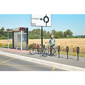 MOTTEZ Fahrradständer mit Gummiring, L 260 × B 160 × H 800 mm, für 2 Fahrräder, gummierter Ring, anthrazit