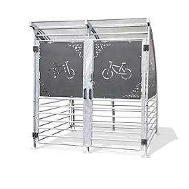 Mottez fietsoverkapping, voor 6 fietsen of 3 fietsen + 2 motoren, veiligheidsdeur met cijferslot, B 800 x D 3130 x H 1900 mm, antraciet