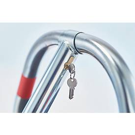 Mottez Parkplatzbügel mit Gummisockel, europ. Zylinderschloss, B 680 x T 720 x H 400 mm