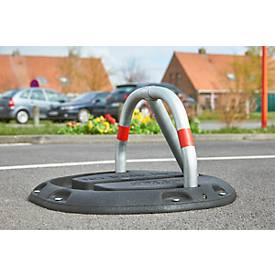 Mottez Parkplatzbügel mit Gummisockel, europ. Zylinderschloss, B 680 x T 720 x H 400 mm