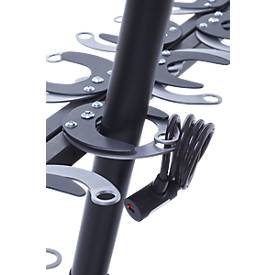 Mottez Tretrollerwandhalter, 6 Roller, Stahl, B 1060 x T 245 mm x H 150, Loch f. Diebstahlsicherung