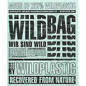 Müllbeutel Wildplastic® WILDBAG, Volumen 25 l, Stärke 25 µm, B 520 x H 550 mm, zu 100 % recycelbar, Recycling-LDPE, transparent, 15 Rollen à 15 Beutel