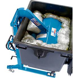 Müllpresse HanseLifter® LiftPress LP1100, inkl. Hochhubwagen SDJ 1016, für Standard-Müllcontainer mit Volumen 800-1100 l