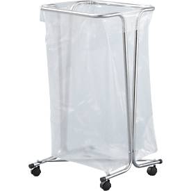 Müllsackträger Mottez, für Müllsäcke mit Volumen 100/110 l, fahrbar, B 450 x T 460 x H 790 mm, Stahlrohr verzinkt, verzinkt
