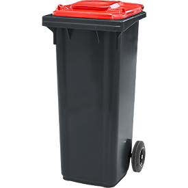 Mülltonne GMT, 140 l, fahrbar, schwarzrot
